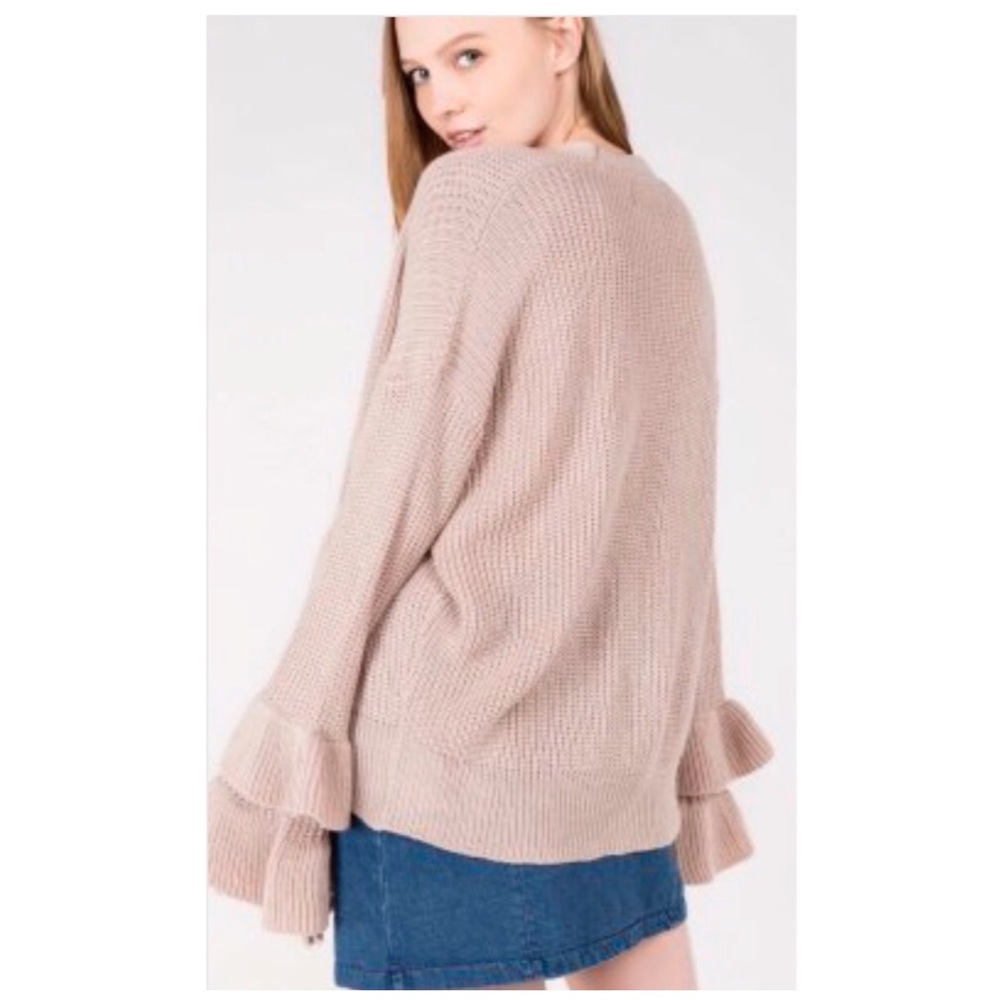 OPEN CARDIGAN WITH LONG RUFFLE SLEEVES - Picture 4 of 9